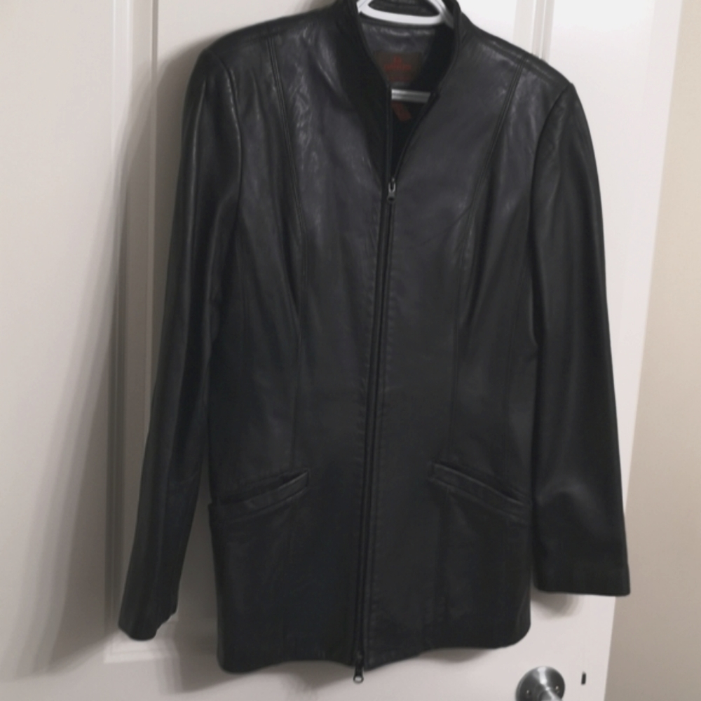 Danier Italian Leather Zip Up Tunic Length Fall Jacket Size S Buttery Soft